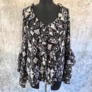 Roper Aztec Southwestern Ruffle Blouse - Medium